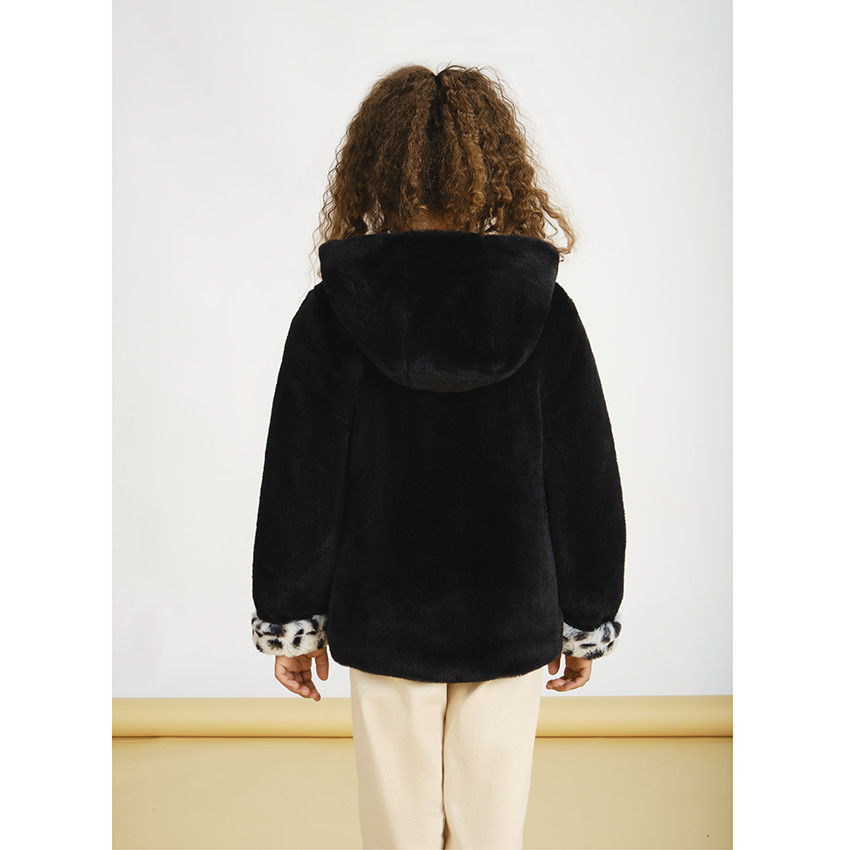 Jas met kap in sherpa met sherpa voering voor meisjes 