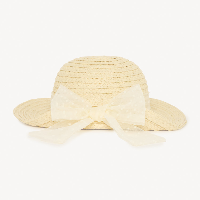 Straw hat met grote strik voor babymeisjes 