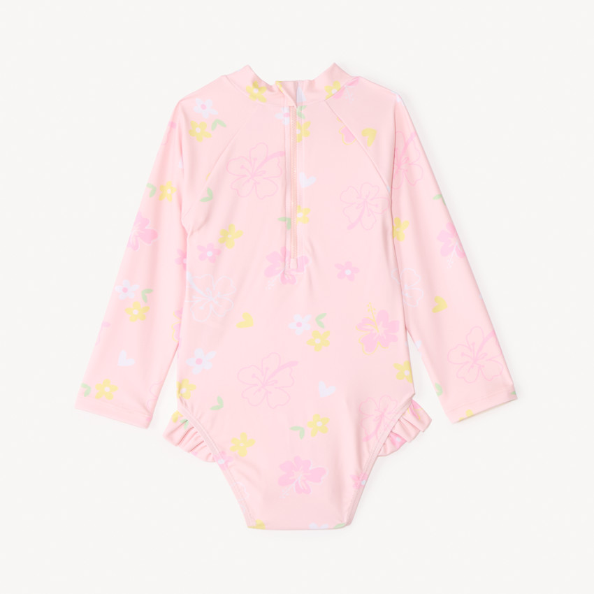 UV-werend bloemenprint longsleeve badpak voor meisjes baby 