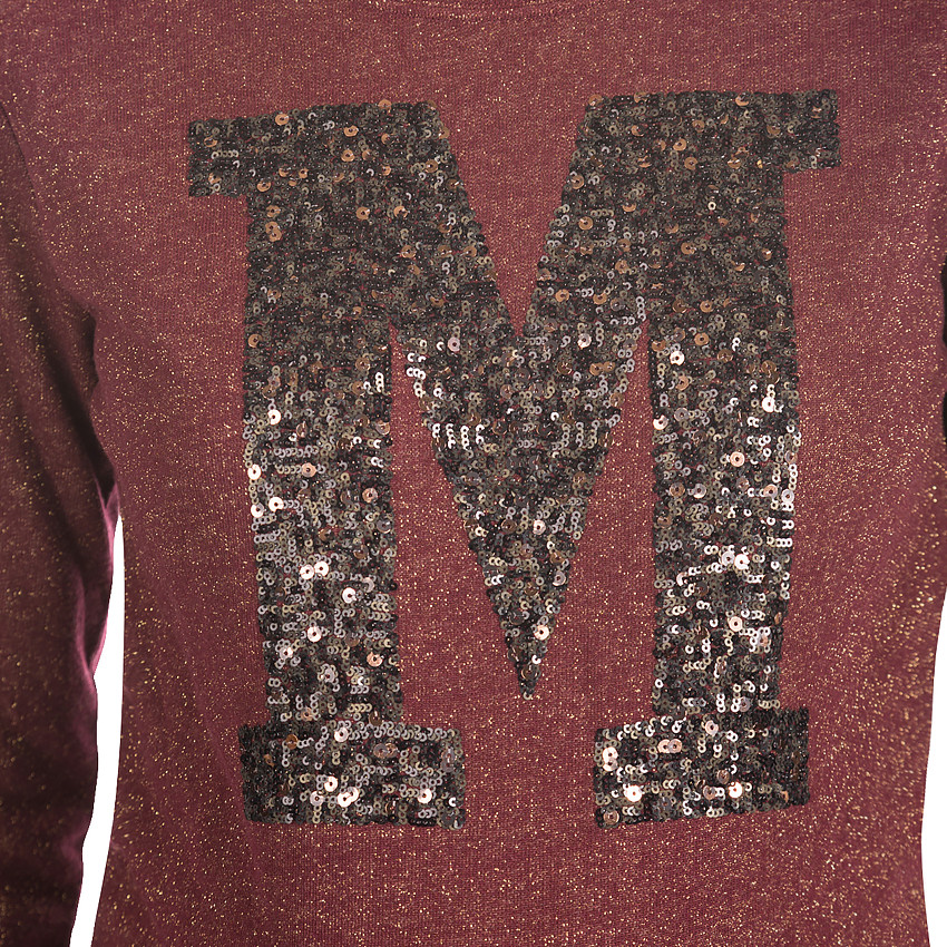 Zwangerschaps sweatshirt in fleece en lurex met letter in koperen pailletten 