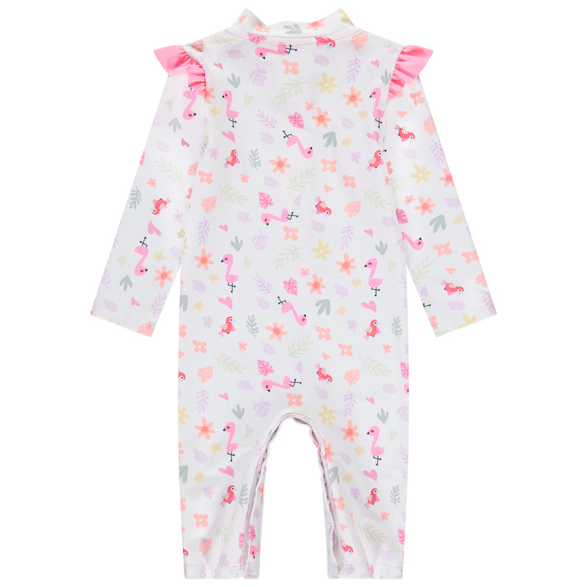 Combinaison de bain anti-UV imprimé flamants roses pour bébé fille 