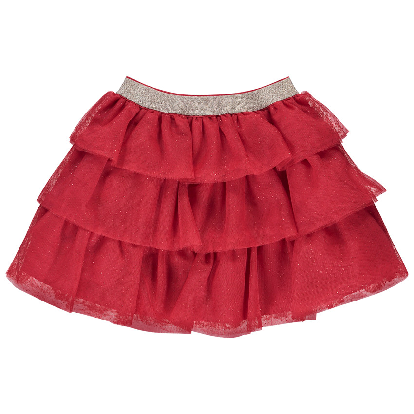Korte rok in glinsterende tule met satijnen voering voor meisjes 