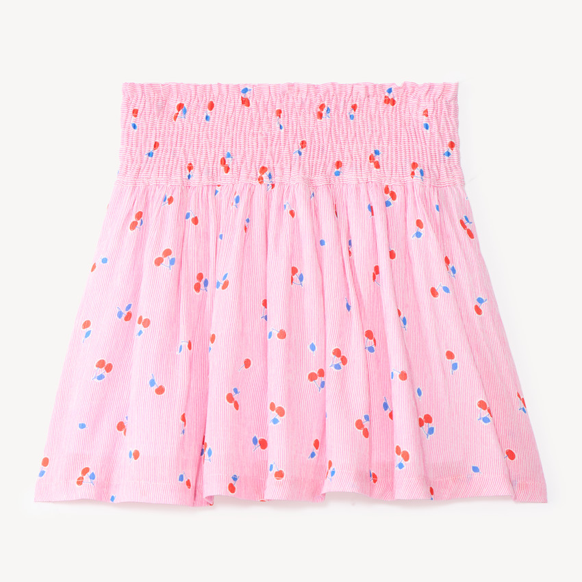 Jupe patineuse smockée imprimé cerises fille 