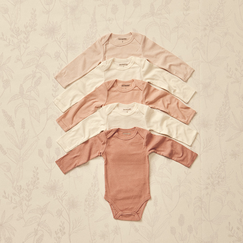 Lot de 5 bodies manches longues unis pour bébé fille 