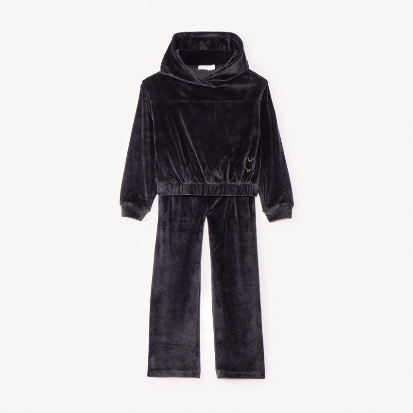 Ensemble sweat à capuche + jogging en velours pour fille  