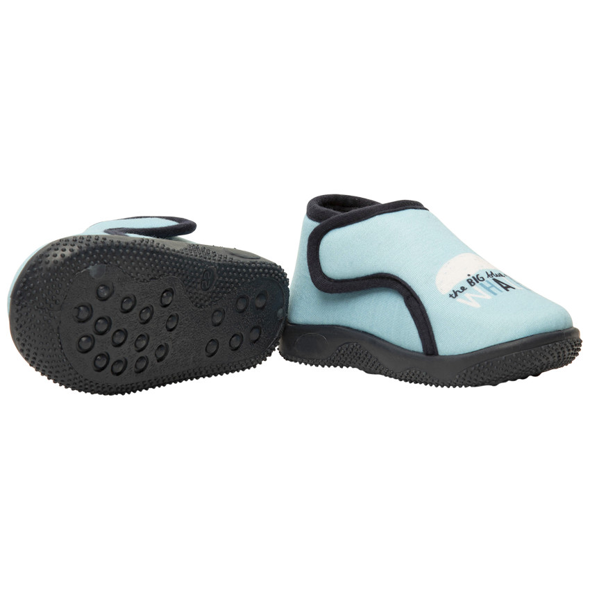 Chaussons forme bottillons double scratch print baleine pour bébé garçon 