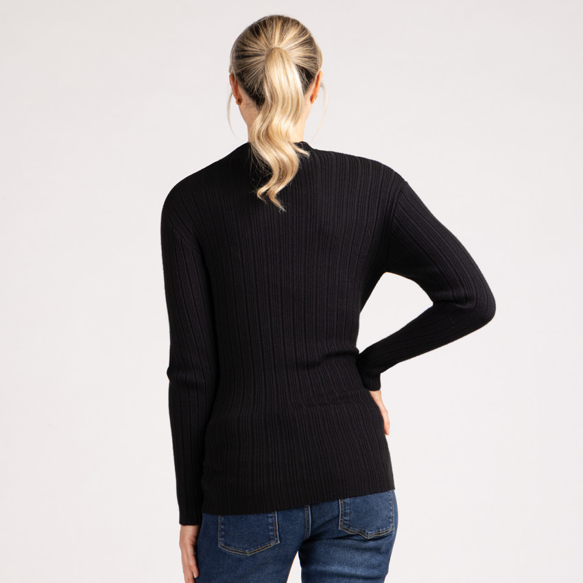 Trui sokmodel met geribbelde tricot en licht opstaande kraag voor dames 