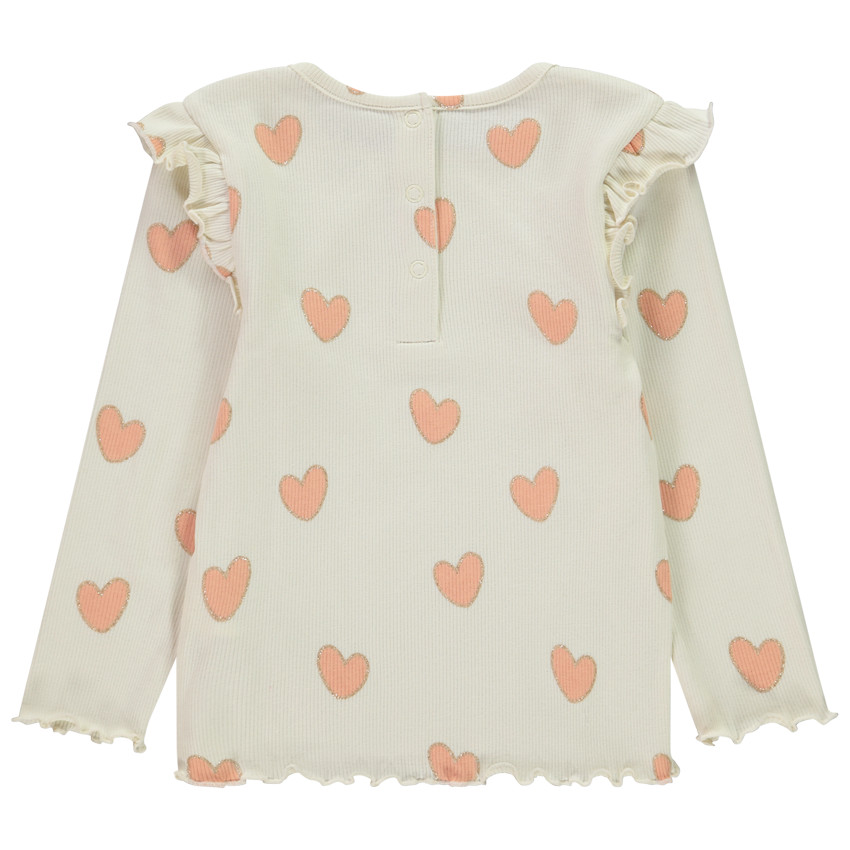 T-shirt manches longues volantée en maille côte fantaisie pour bébé fille 