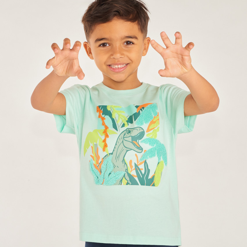 T-shirt manches courtes print fantaisie avec patch bouclettes garçon 