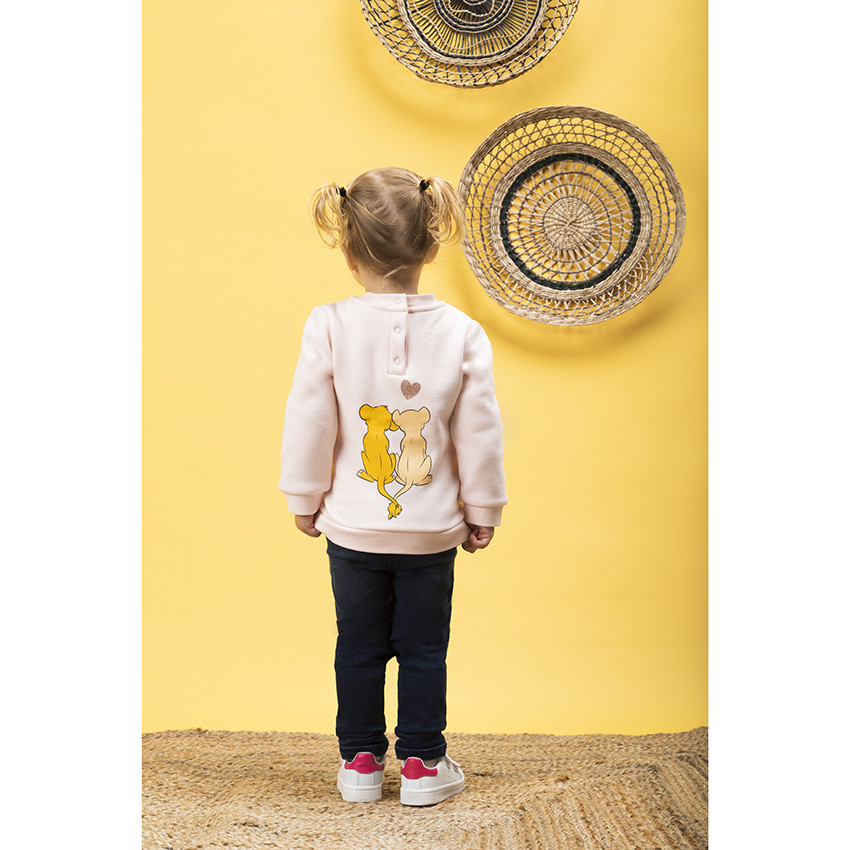 Sweat en molleton rose print Simba et Nala Roi Lion Disney 