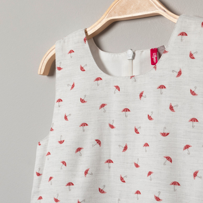 Robe manches courtes imprimée parapluie all-over 