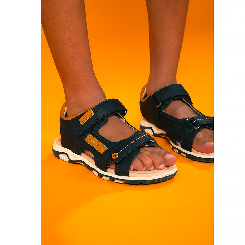 Sandales velcro à empiècements contrastés pour garçon 