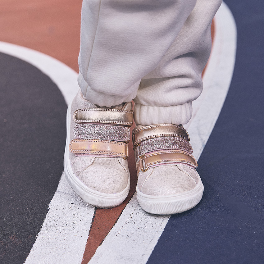 Lage sneakers met metallic effect en pailletten voor meisjes 