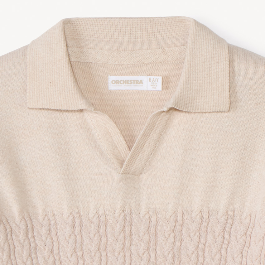 Pull manches longues en tricot torsadé uni pour garçon 