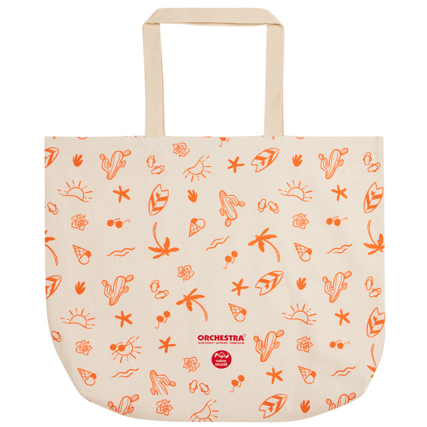 Strandtas met fantasieprint van 51% gerecycleerd katoen 