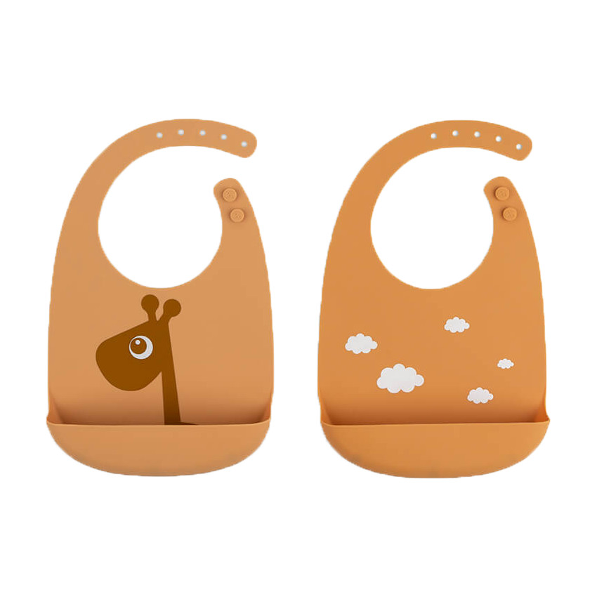 Lot de 2 bavoirs en silicone - Moutarde 