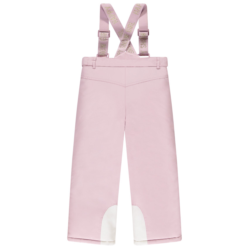 Pantalon de ski uni rose avec bretelles pour fille 