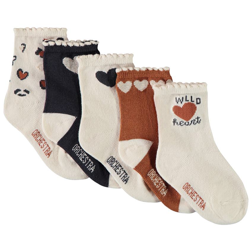 Lot de 5 paires de chaussettes à cœurs fantaisie pour bébé fille 