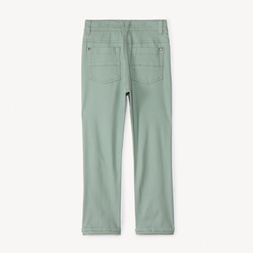 Slim fit unicolore crinkle broek voor jongens 