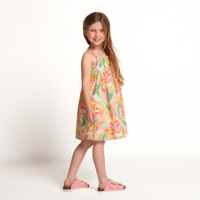Robe sans manches en voile imprimé tropical pour fille  