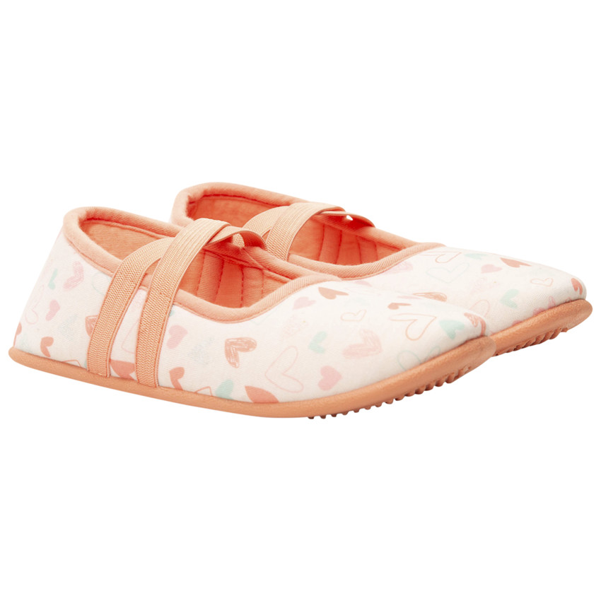 Chaussons forme babies imprimé coeurs pour fille 