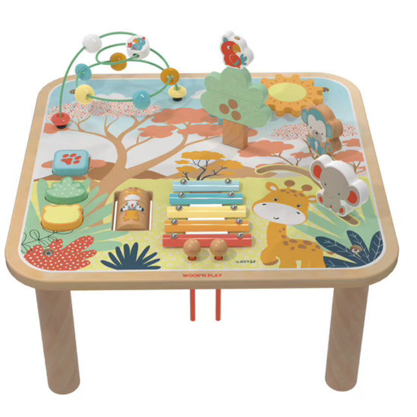 Table d'activité et d'éveil en bois Jungle 18m+ 
