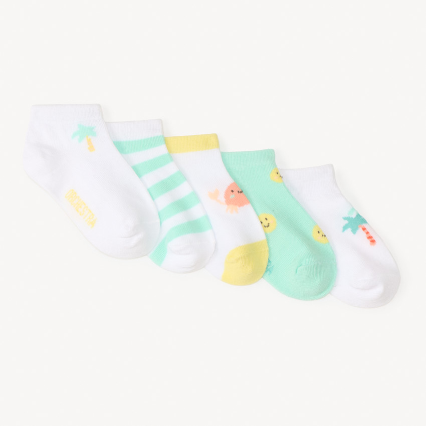 Set van 5 korte fantasie sokken met strandmotieven voor jongens. 