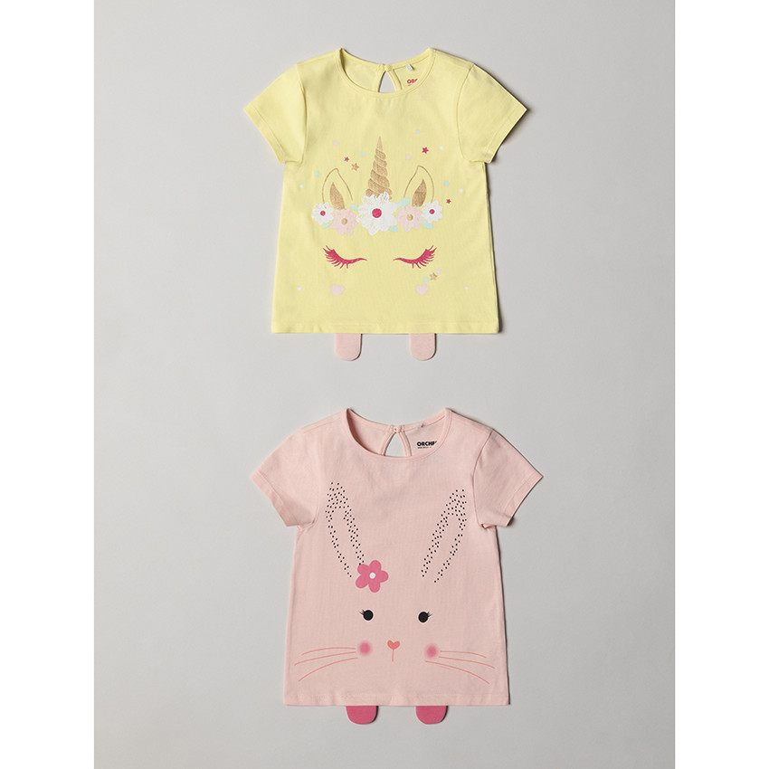 T-shirt manches courtes en coton à imprimé fantaisie 