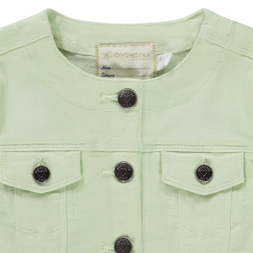 Jas van jeans met ronde hals en franjes voor meisjes 