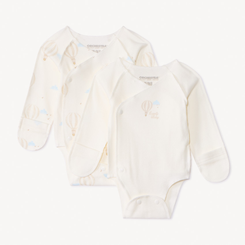 Set van 2 bodies met lange mouwen en luchtballonnen voor premature baby