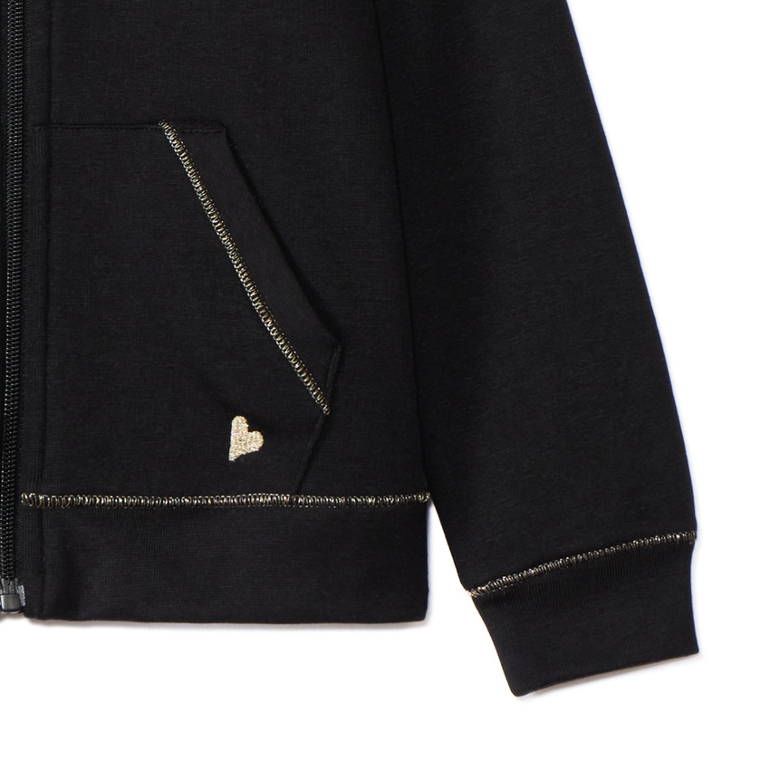 Vest met kap van fleece met hartborduursel meisjes 