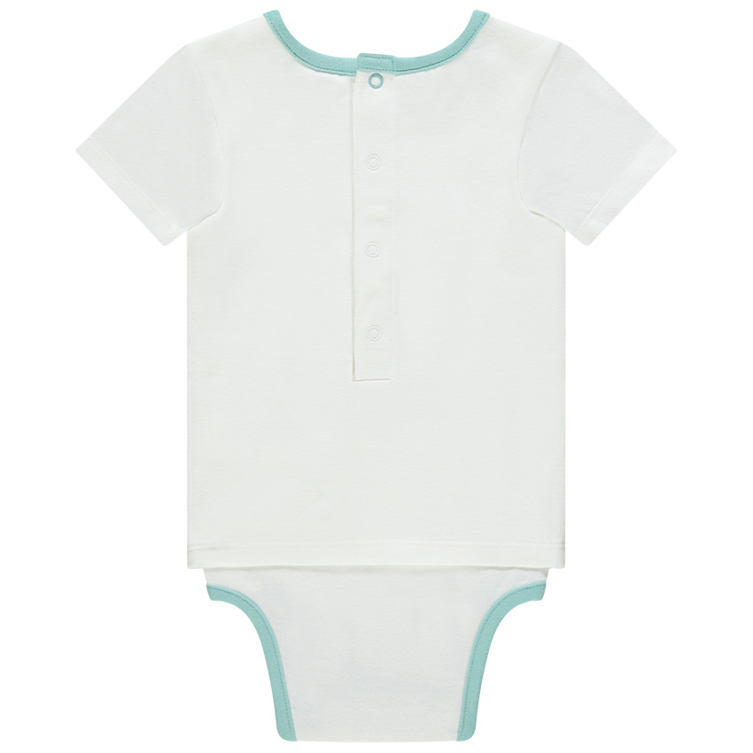 Body korte mouwen 2-in-1 effect print walvis en tekst 