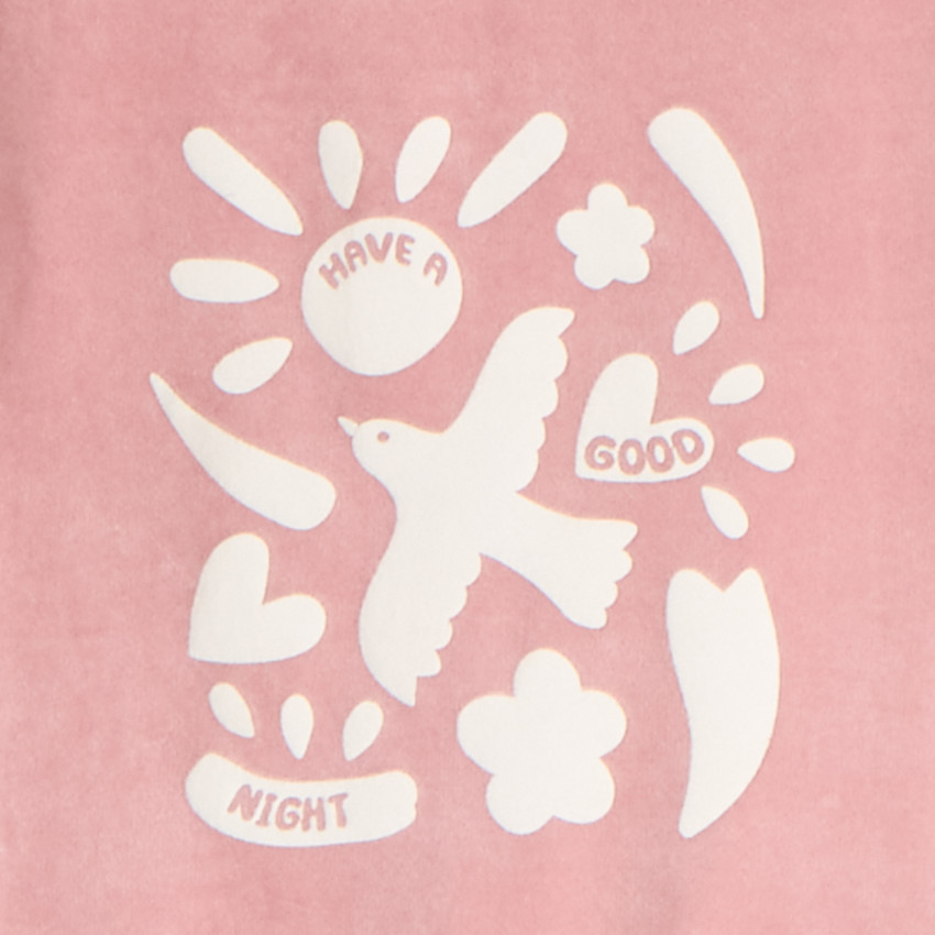 Set pyjama en velours printé uni pour fille 