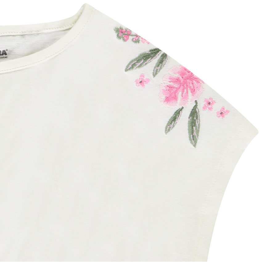 Crop top oversize élastiqué à manches courtes pour fille 