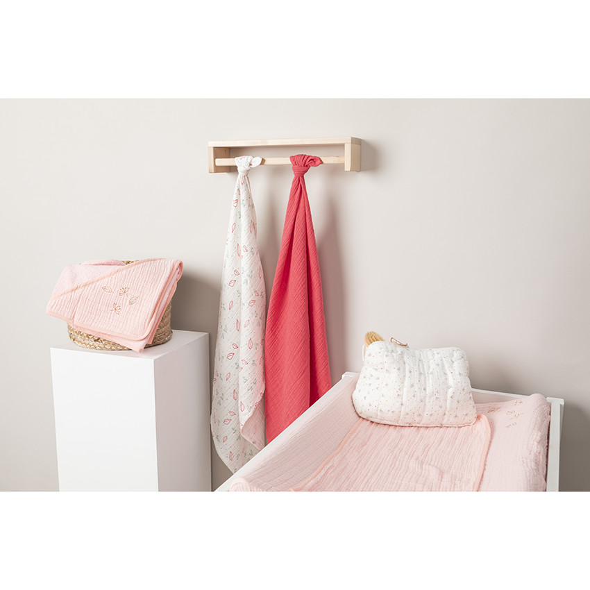 Trousse de toilette en gaze de coton imprimé végétal 