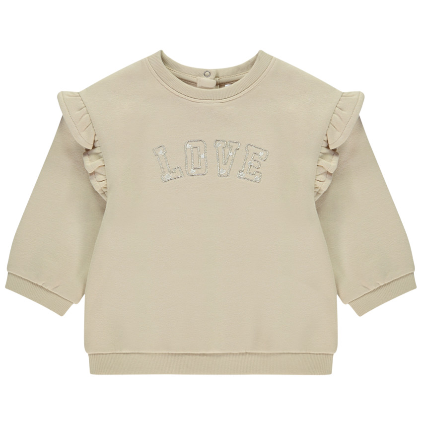 Sweatshirt met lange mouwen in fleece met geborduurd patch voor baby meisje 