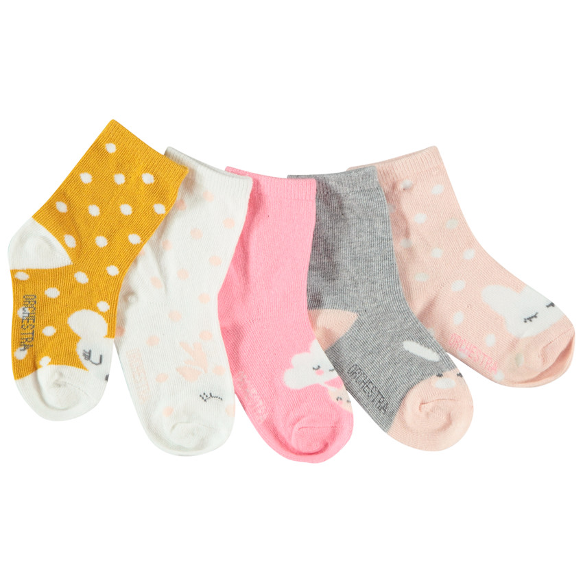 Lot de 5 paires de chaussettes assorties à pois unies 
