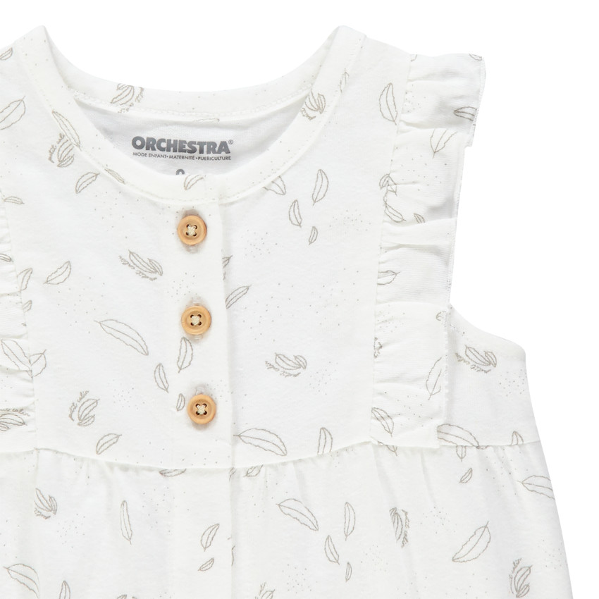 Korte katoenen jumpsuit met pluimen 