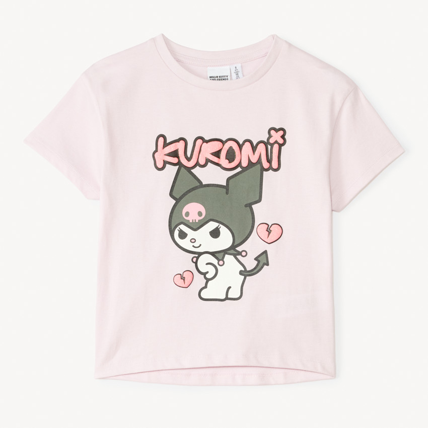 Korte mouw t-shirt Kuromi Hello Kitty voor meisjes 
