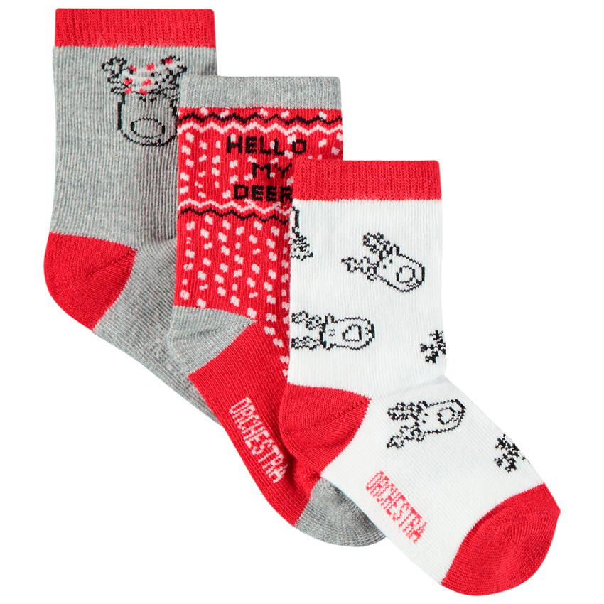 Lot de 3 paires de chaussettes motif esprit Noël pour bébé garçon 