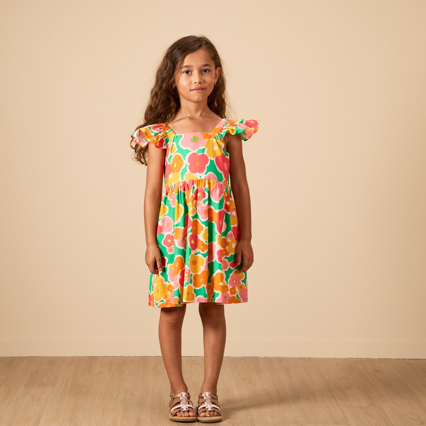 Korte mouwen jurk met bloemenprint voor meisjes 