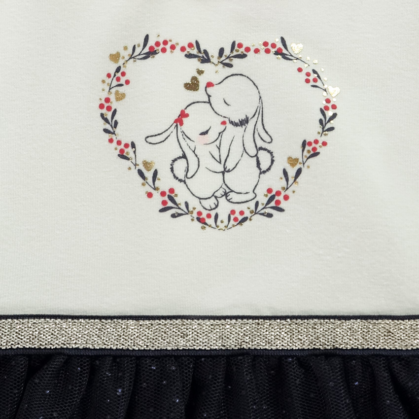 Robe body manches longues effet 2 en 1 bi-matière pour bébé fille 