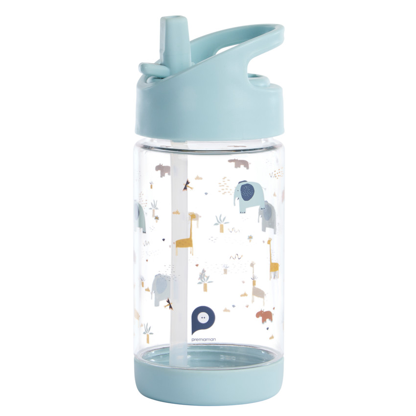 Drinkfles transparant met opvouwbaar rietje 400ml Savane 