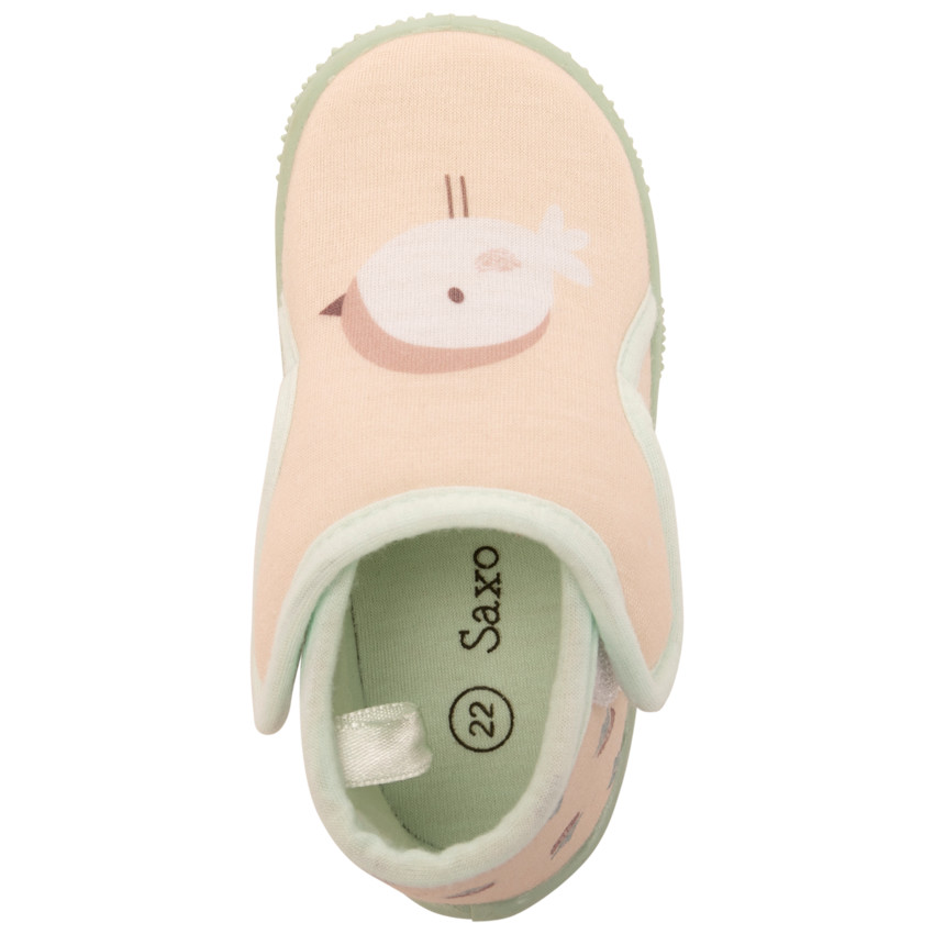 Chaussons bottillons velcro print oiseau pour bébé fille 