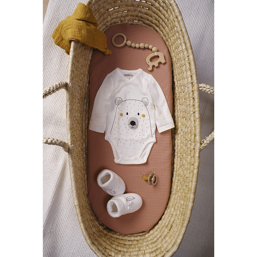 Babyslofjes van katoen met geborduurd pluimpjesmotief 