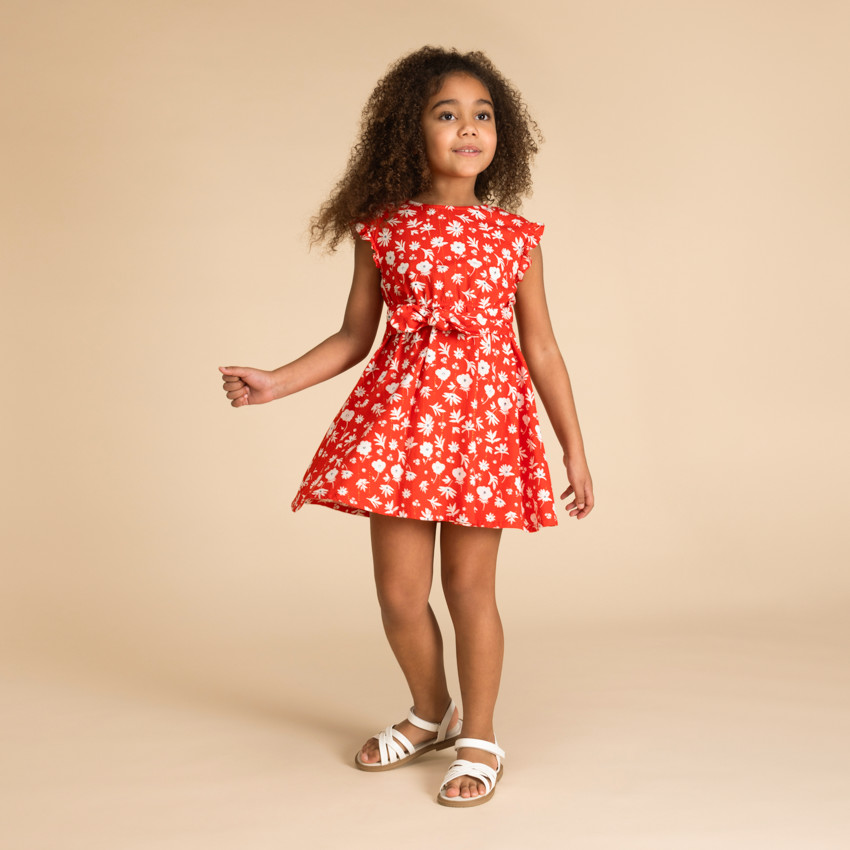 Jurk met korte mouwen en bloemenprint voor meisjes 