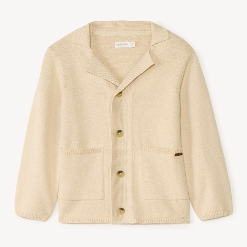 Gilet manches longues en tricot col tailleur pour garçon 
