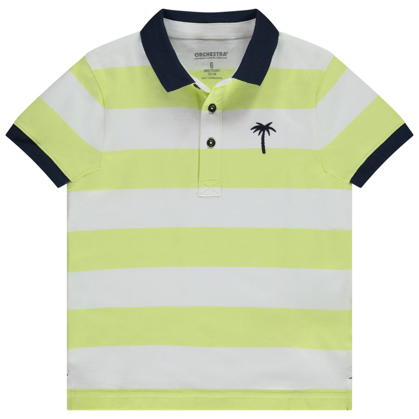 Polo manches courtes rayé broderie palmier garçon 