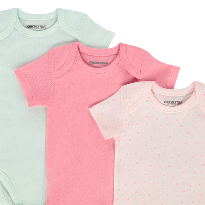 Set van 7 bodies met korte mouwen, effen en met bloemenprint voor meisjes 