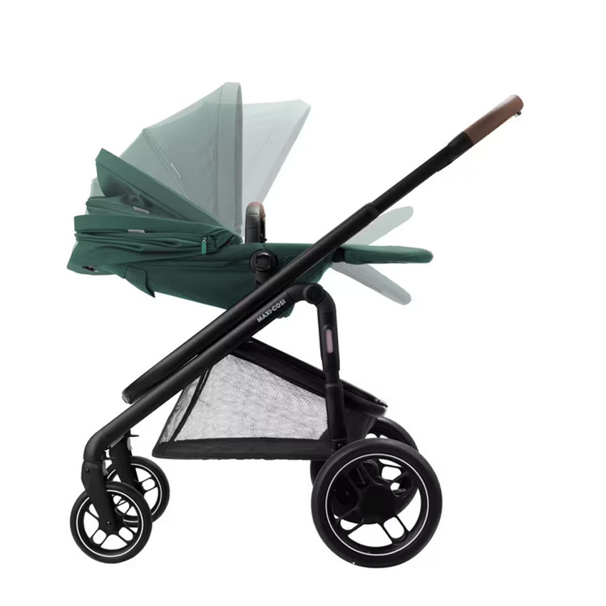 Poussette Plaza + avec Nacelle - Essential Green/Brown leather 